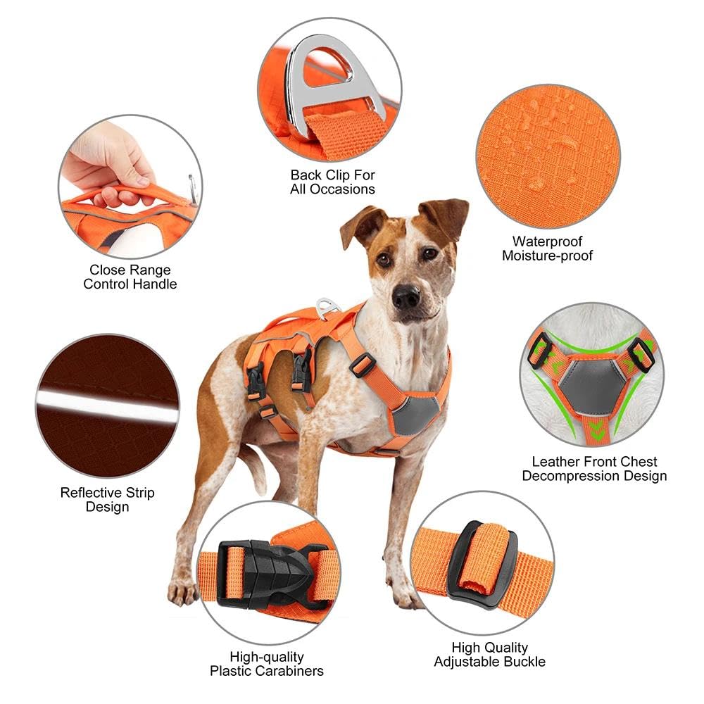 Imbracatura Tattica Militare per Cani, addestramento in Campeggio, Caccia, Gilet Riflettente Impermeabile per Animali Domestici con Maniglia (Blu M)