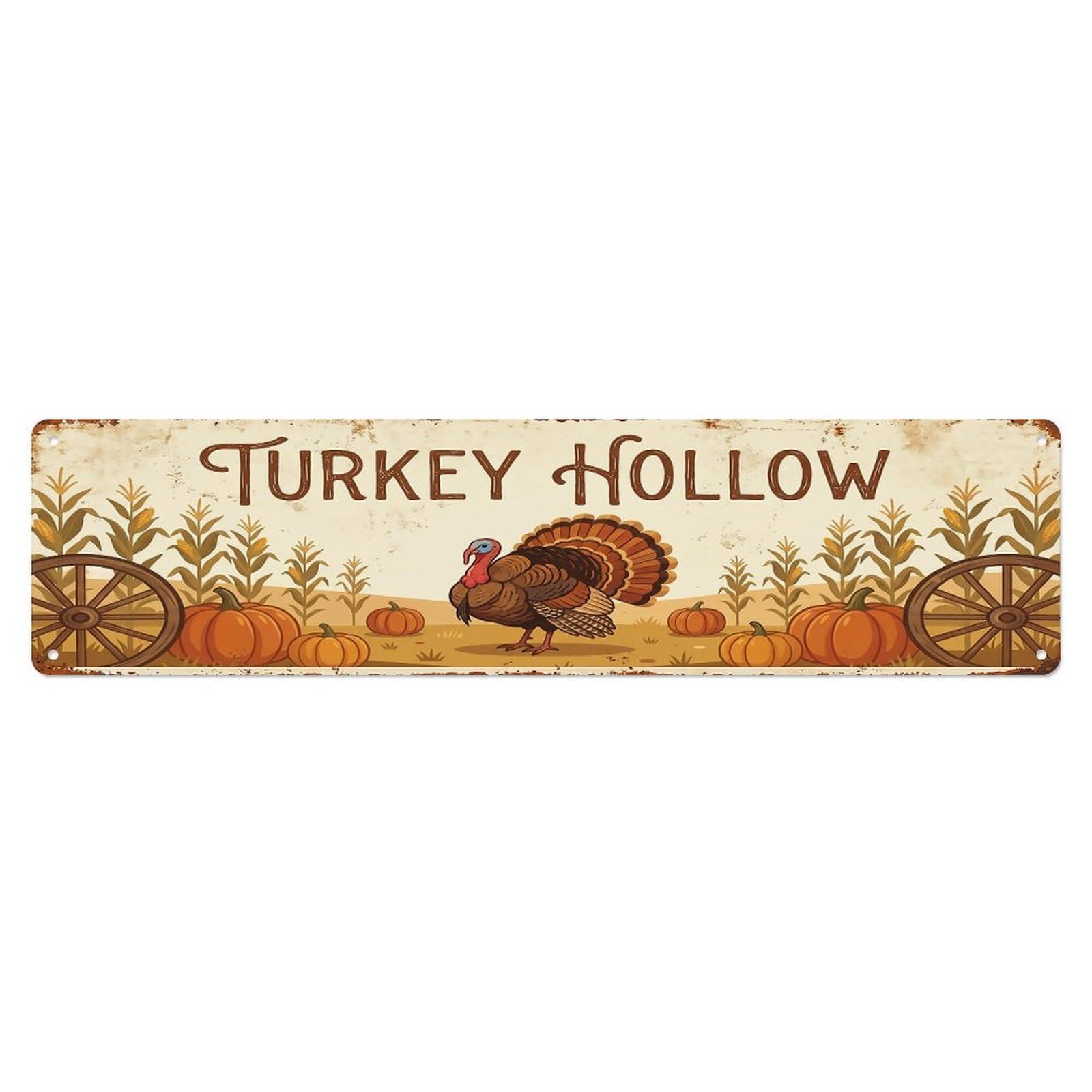 Vintage Turkey Farm Scene Turkey Hollow Metal Tin Sign