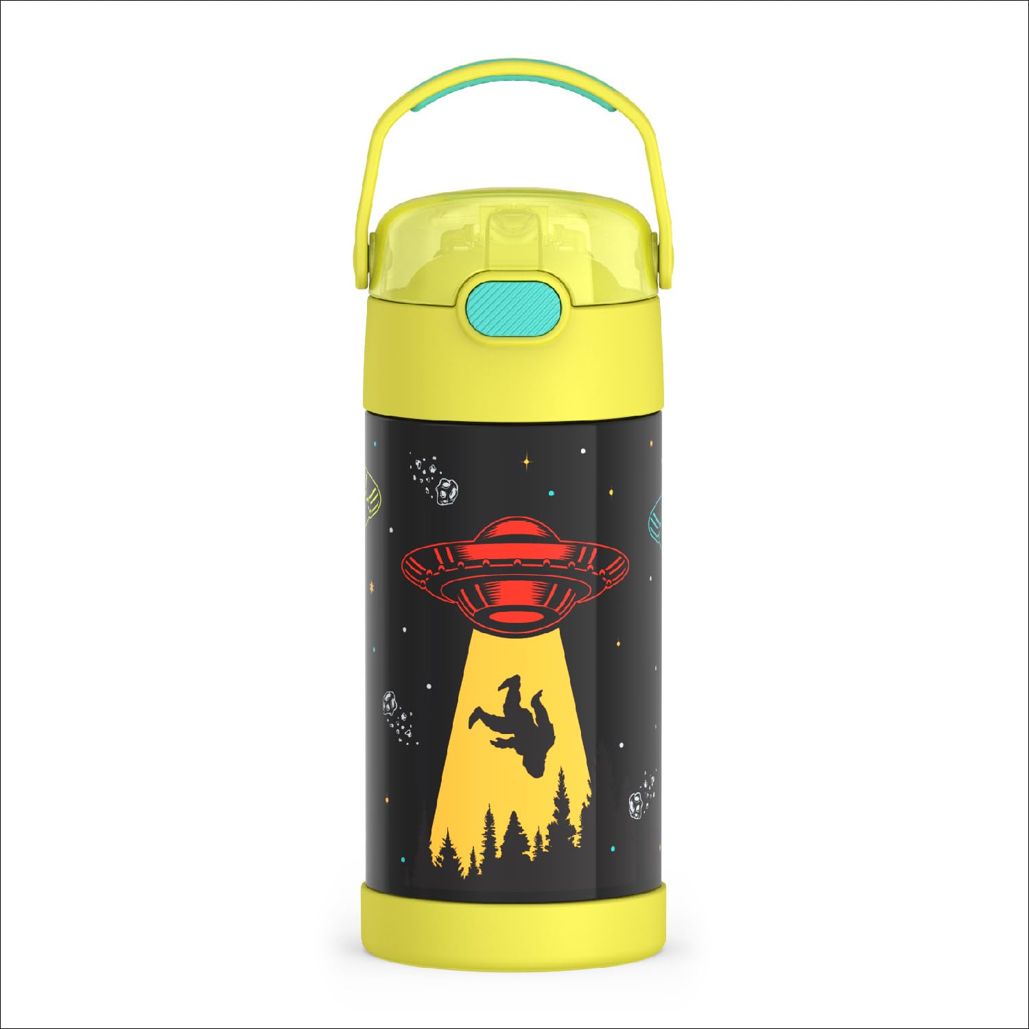 THERMOS FUNTAINER Trinkflasche mit Strohhalm, 340 ml, Out of This World | Isolierte Edelstahl-Wasserflasche für Kinder, hält Getränke länger kalt für Schule und Spiel, BPA-frei