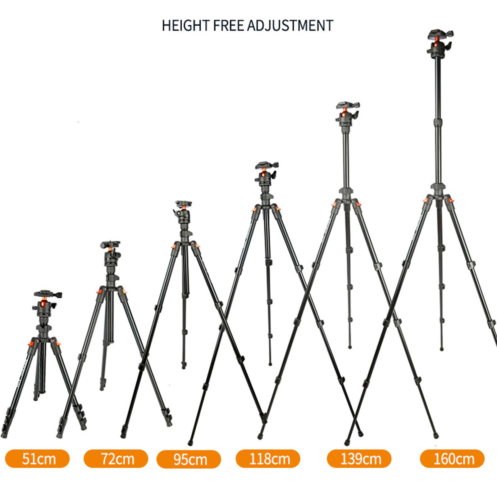Trípode de cámara Resistente de 163cm, Soporte Estable de aleación de Aluminio para Foto, vídeo y transmisión en, Soporte de Aluminio