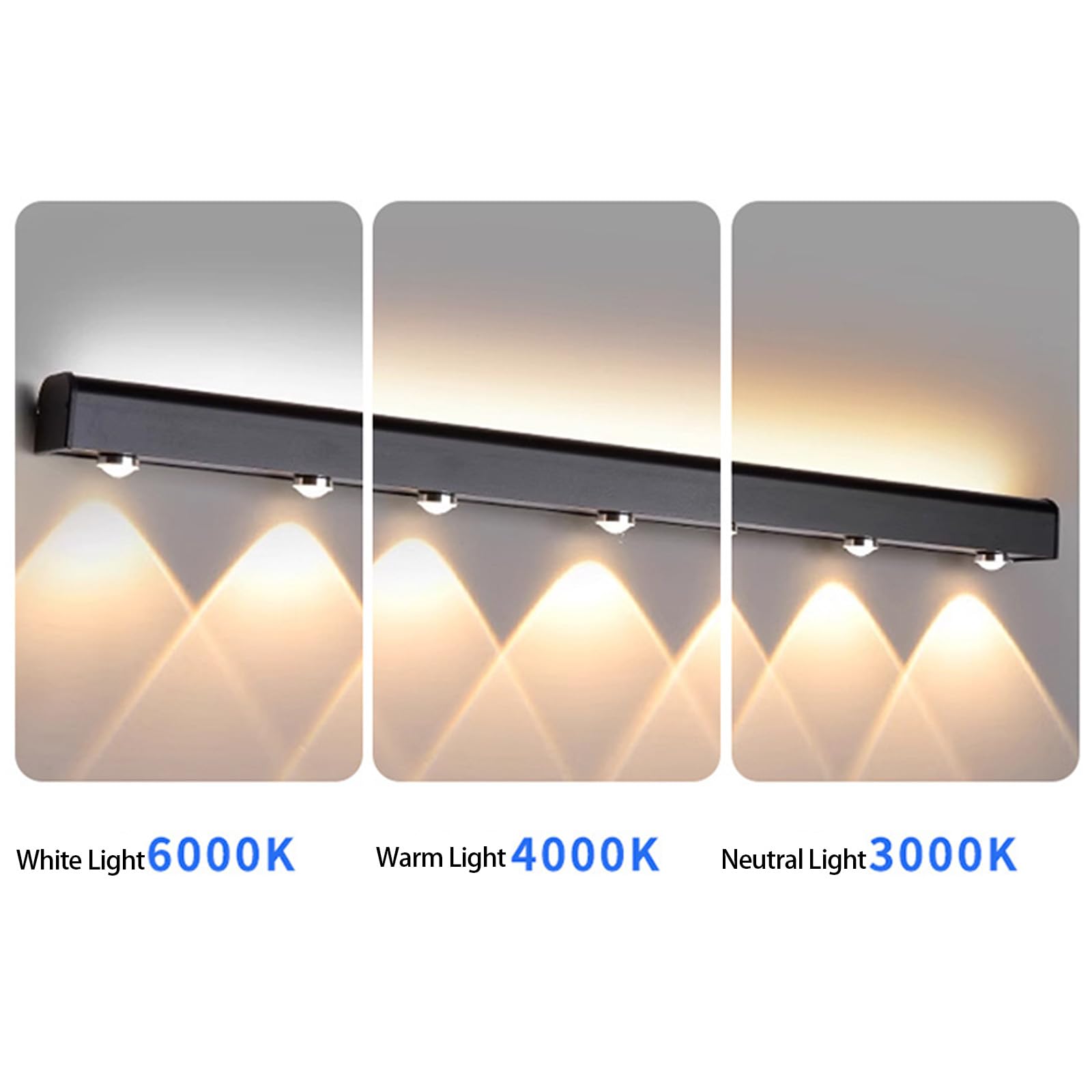 Apliques LED de Pared para Exteriores, IP65, Impermeables, Modernos, Negros, rectangulares, de Aluminio con Foco para Caminos, pasillos, terrazas y baños (100 cm, luz Blanca).