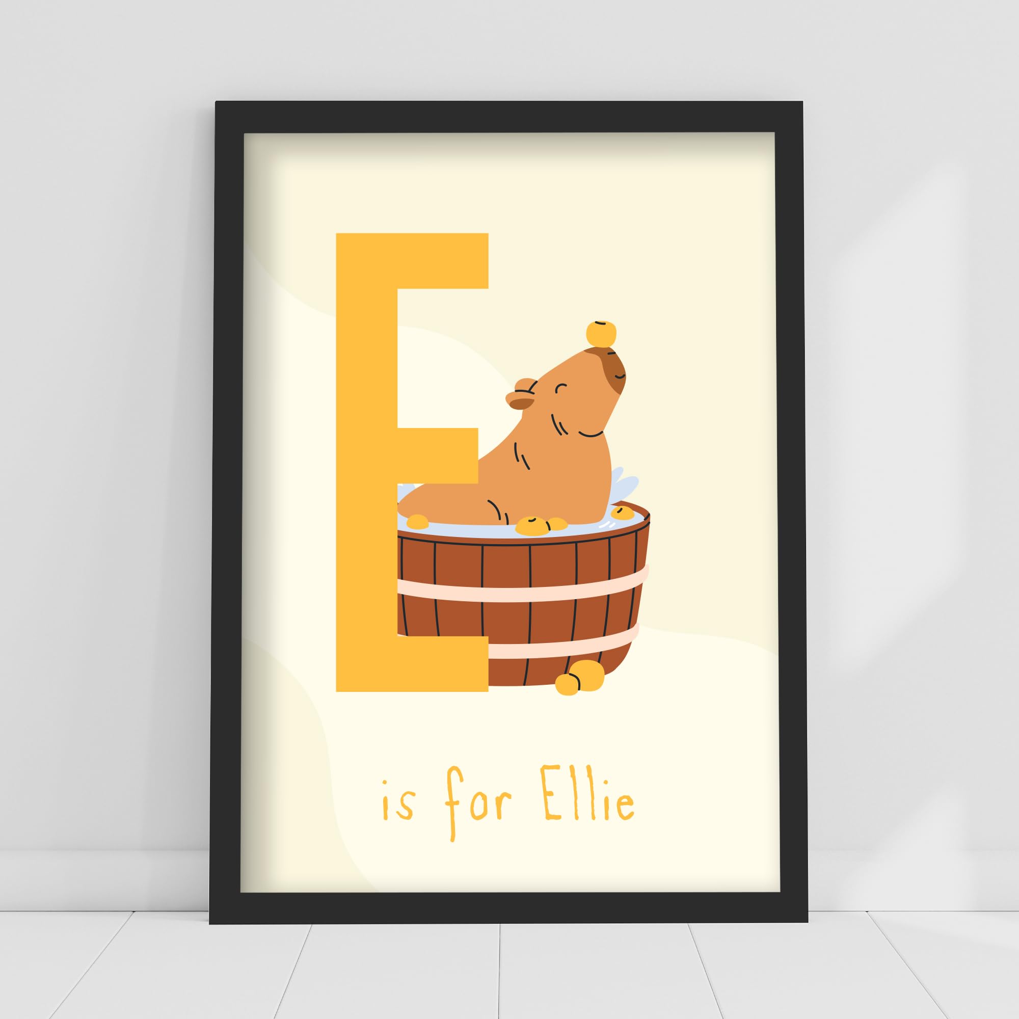 Themed Capybara Print - Capybara Letter and Name Personalised Poster Wall Art (42cm x 59.4cm - A2)