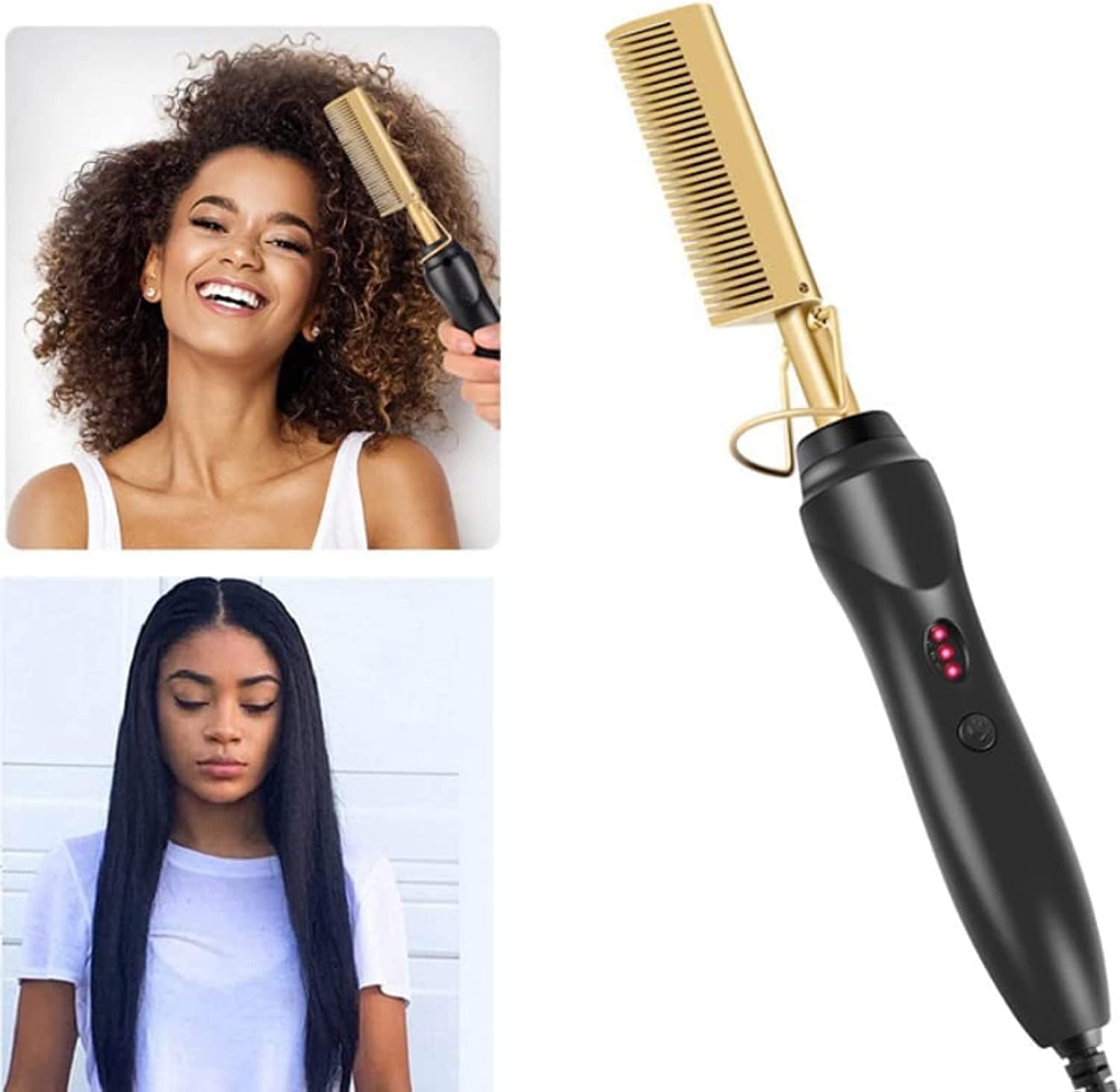 Shtain Hot Comb Straightener Electric Hair Straightener Hair Curler Wet Dry Use Hair Flat Irons Hot Heating Comb Styling Tool