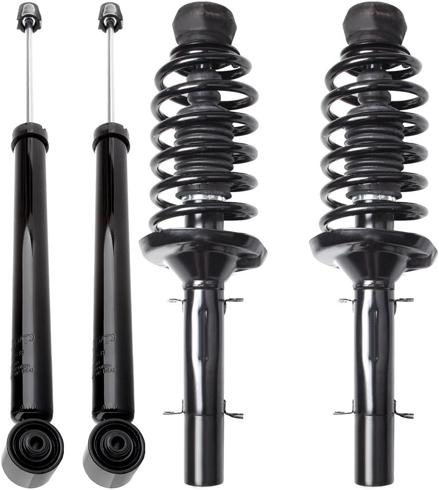 Front and Rear Complete Struts Assembly Shock Absorbers w/Coil Spring Fits 1998-2010 for VW for Type 1,1999-2005 for VW Golf,1999-2005 for VW for Jetta Replace 171525 5984 (Set of 4)