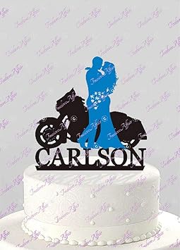Karen S Cake Toppers Ct125wg Decoration De Gateau De Mariage En Acrylique Avec Nom De La Moto Harley Davidson Amazon Fr Cuisine Et Maison