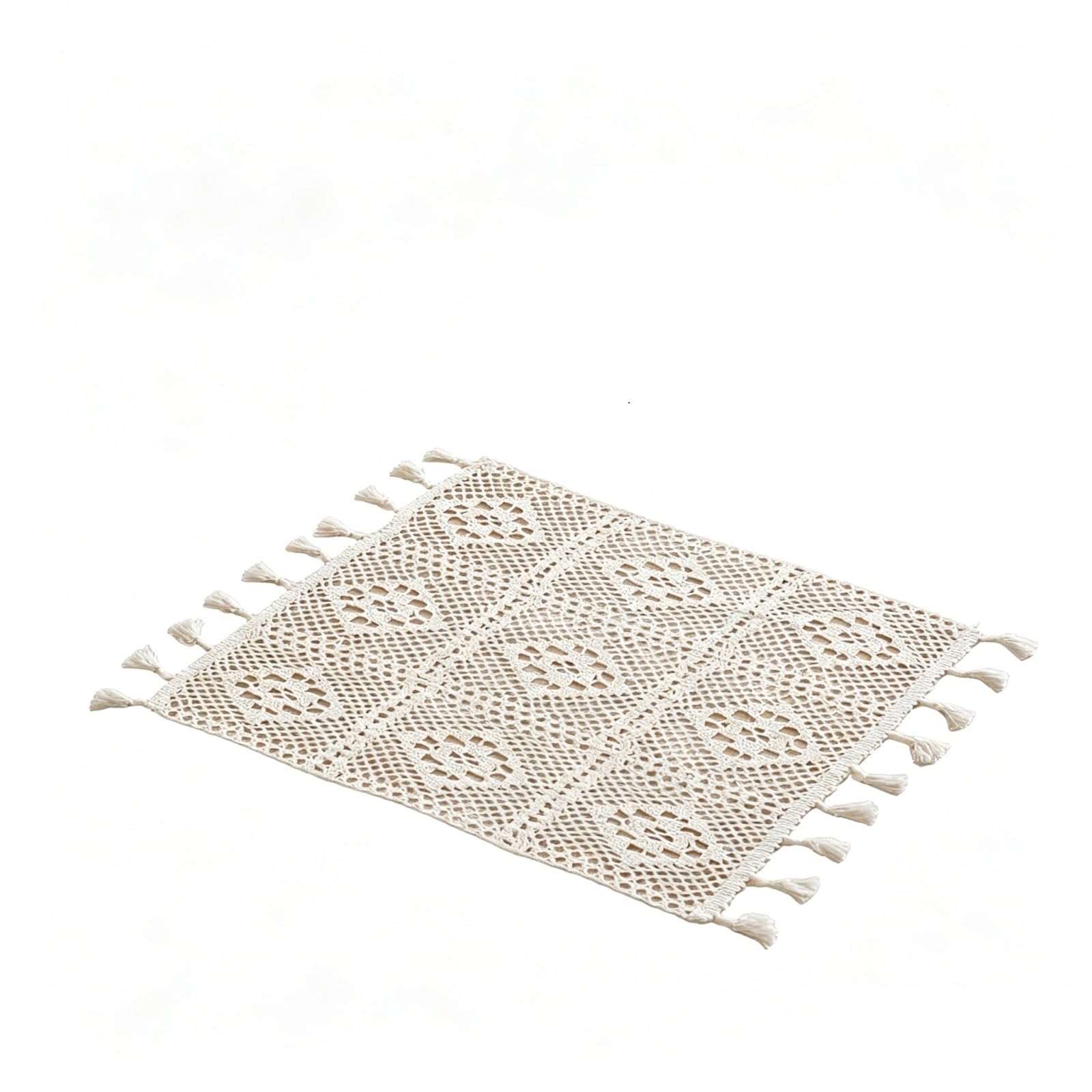 Napperon carré en coton dentelle et soie pour décoration de table