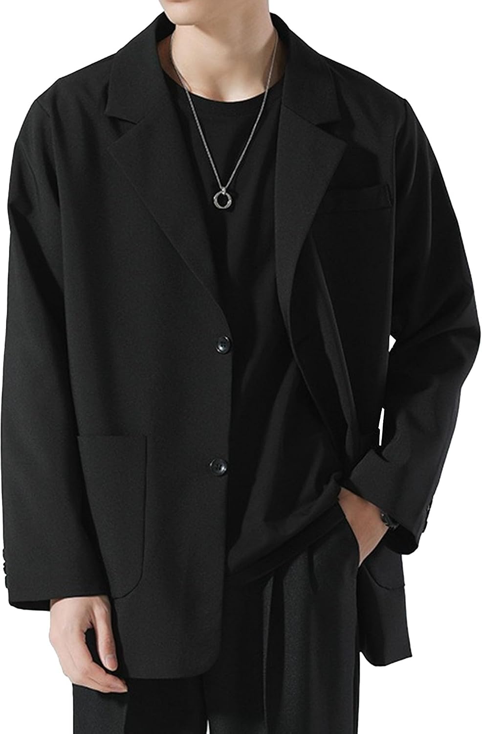 Men Single Breasted Casual Suit Jacket Trendy Elegant Thin Slim Fit Blazer Coat Classic Lightweight Urban Style Coat