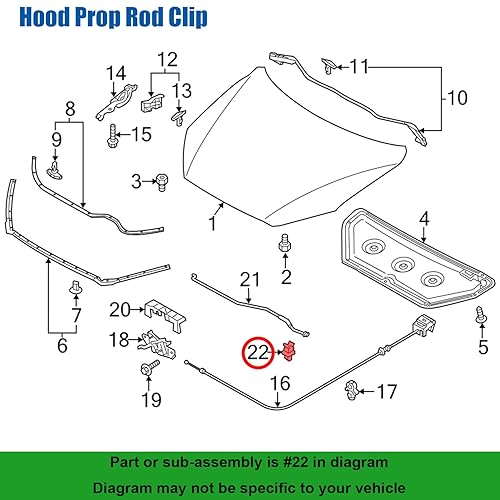 Miniatura 4 de OAUTOO Clip de soporte de varilla de soporte de capó L206-56-652A para Mazda L20656652A 3 6 CX-3 CX-30 CX-5 CX-7 MX-30 EV 2007-On