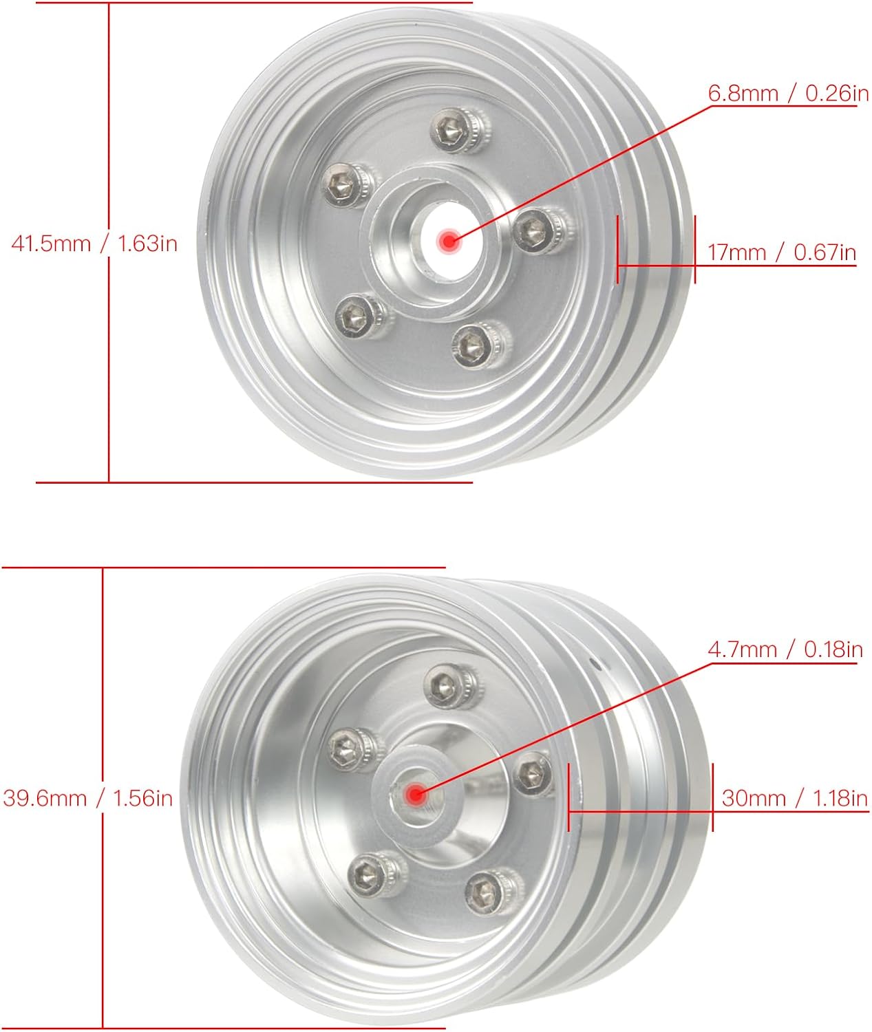 RC Car Aluminum Wheel Rim Hubs for Tamiya Grasshopper/Hornet/Mighty Frog/Super Champ/Fighting Buggy Upgrade (Silver)