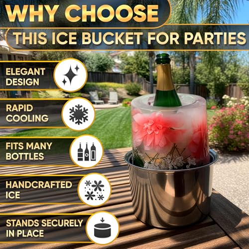 Floral & Fruit Ice Mold for Champagne Bottle with Inner Plastic Tray by DIMROM - Used condition - Image 5