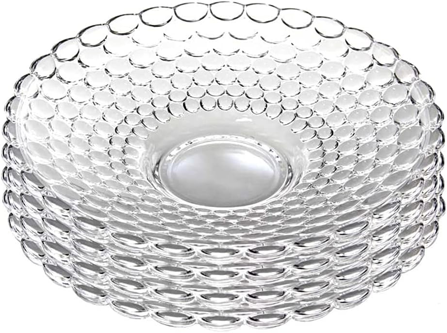 Sizikato 4pcs Clear Glass Snack Plate with Lace Trim, 6-Inch Dried Fruit Plate Dessert Plate for Home and KTV