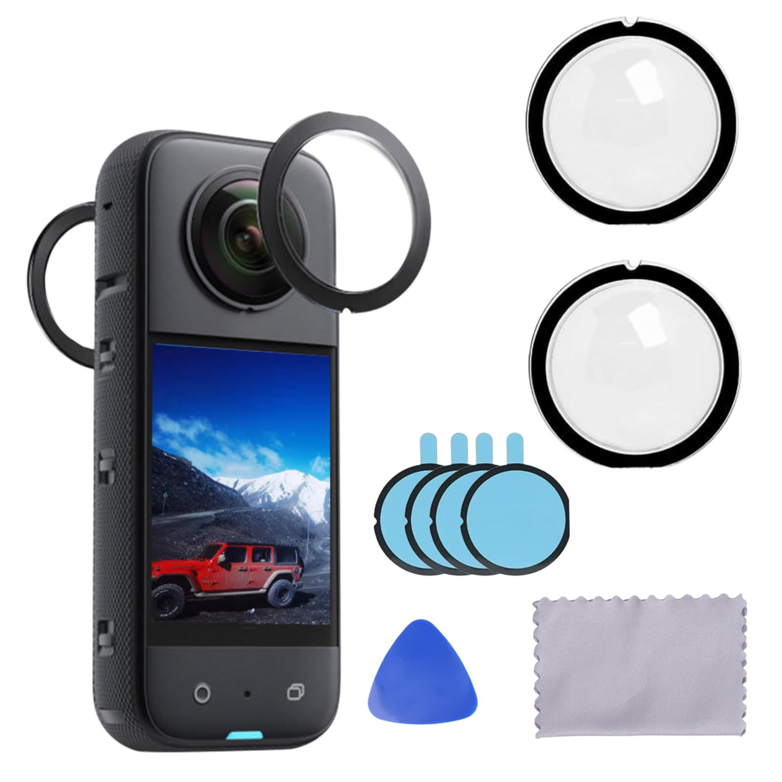 Protezione per Obiettivo per X3, Protezioni Lenti Premium, Dual Lens Guards Durevoli e Trasparenti, Anti-Graffio e Anti-Polvere, Accessori per Insta 360 X3 con Montaggio Facile