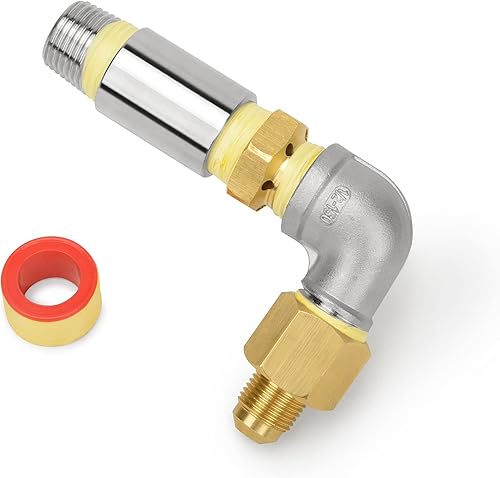 Stanbroil Mezclador de aire de acero inoxidable y latón de 12 pulgadas, válvula pulverizadora de boquilla de codo de 90 para hoguera de gas propano,