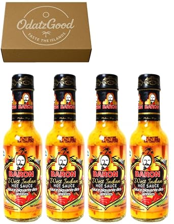 Baron West Indian Hot Sauce 5.5oz Pack of 4 Sealed w/ODatzGood Keychain Bottle Opener 5oz Pack of 4