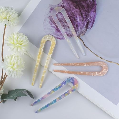 Miniatura 4 de 4 pinzas para el cabello, pinzas para el cabello en U, horquillas de pelo francesas para moño, para mujeres y niñas, en forma de U, de metal,