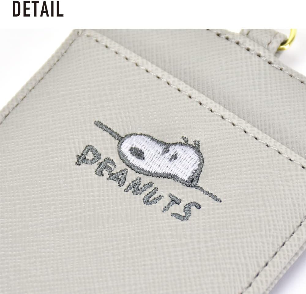 SNOOPY(スヌーピー) Women's GY Desk Embroidered Snoopy Single Pass Case with Reel, Gray (SPZ-3015), One Size