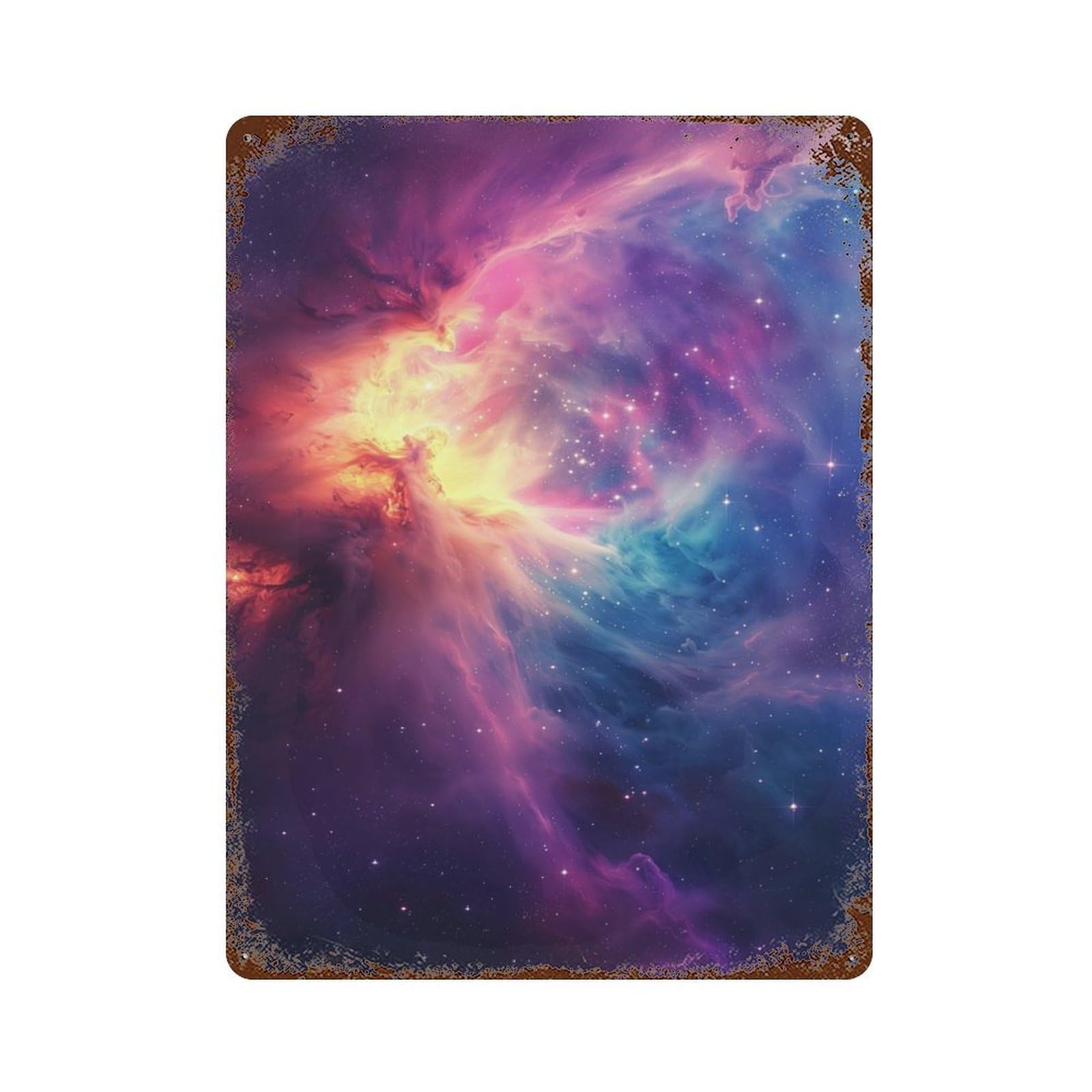 Stellar Blaze Aged Metal Wall Plaque 15.7"x11.8", Industrial Home Decor for Pub, Kitchen And Man Cave Decor