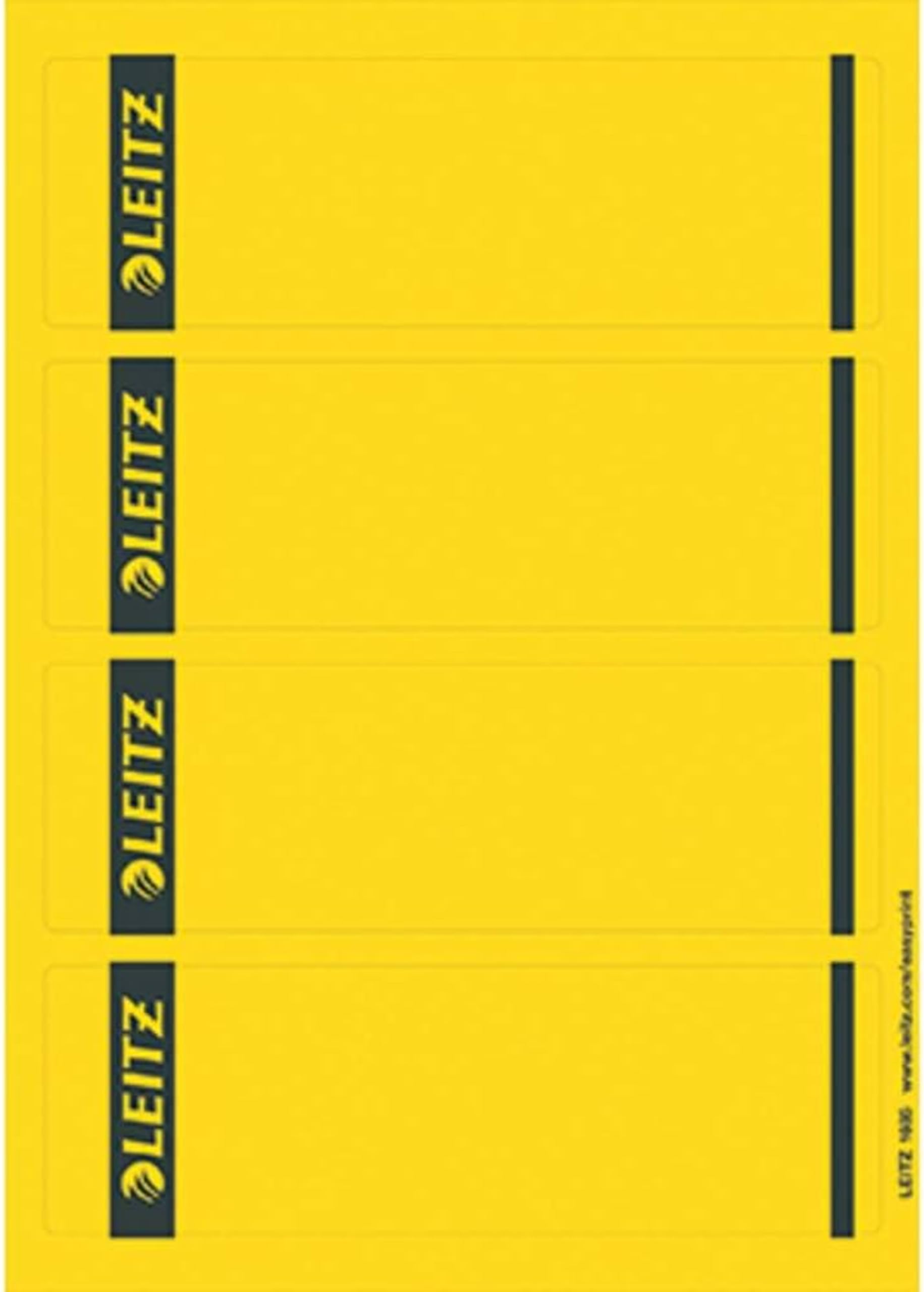Leitz Étiquettes Imprimables PC pour Classeurs à Levier Couverture Papier, Large, Court, Jaune, 61,5 x 192 mm, Papier, 16852015, Lot de 100 Étiquettes