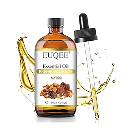 EUQEE Myrrh Essential Oil, Premium Myrrh Oil with Glass Dropper for Aromatherapy, Diffuser, Soap Candle Making - 4 Fl oz/ 118ML