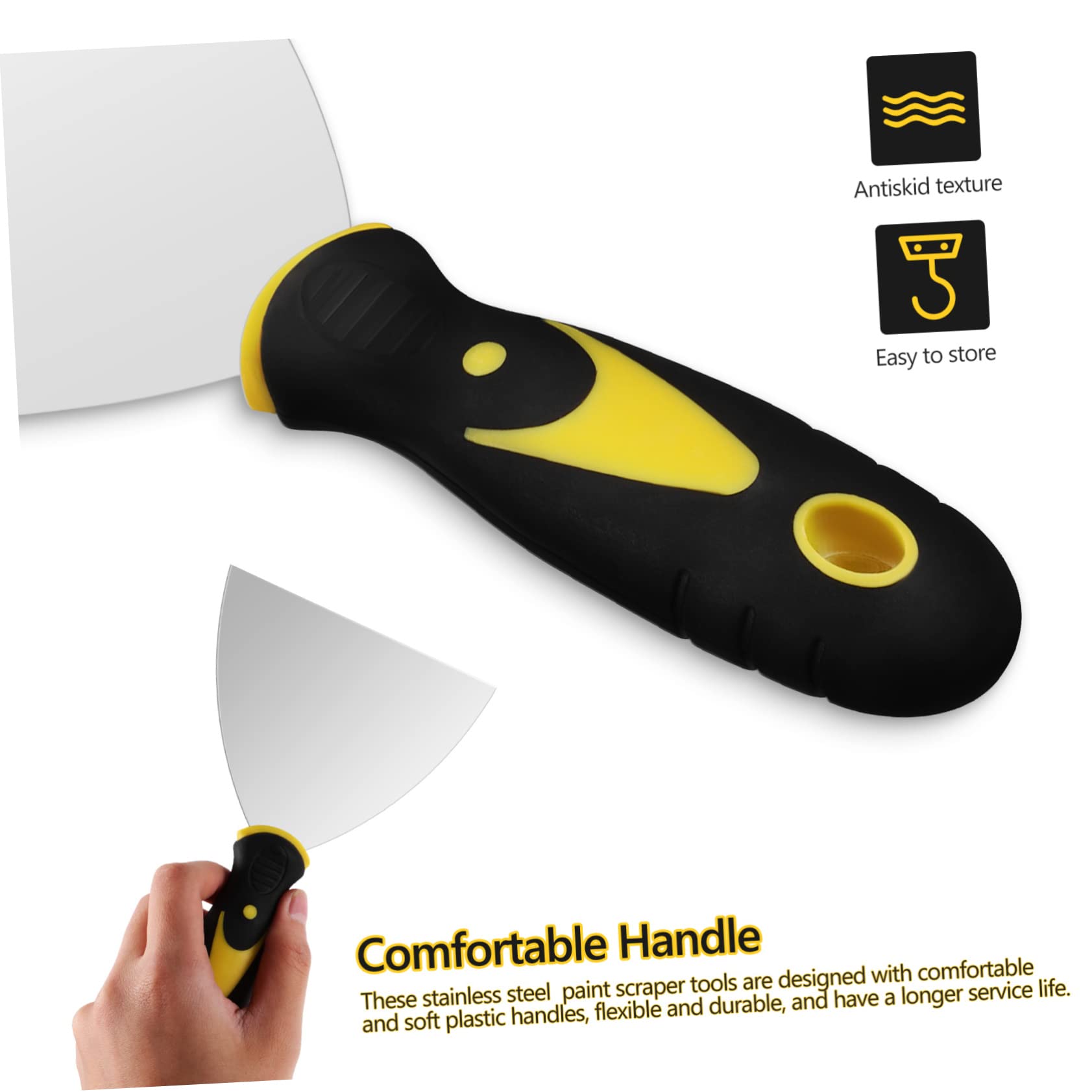 Kit Spatole Stucco in Acciaio Inox Argentato, 8 Pezzi | Impugnatura Comoda, per Scraping Paint, Set Palette Spatola e Scraper Tools