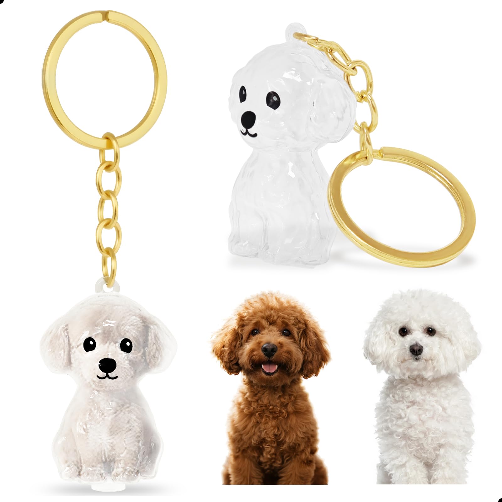 Pet Fur Memorial Keychain Transparent Dog Hair Pendant Hair Collection Dog Fur Charm Ornament Animal Lovers Keepsake Gift