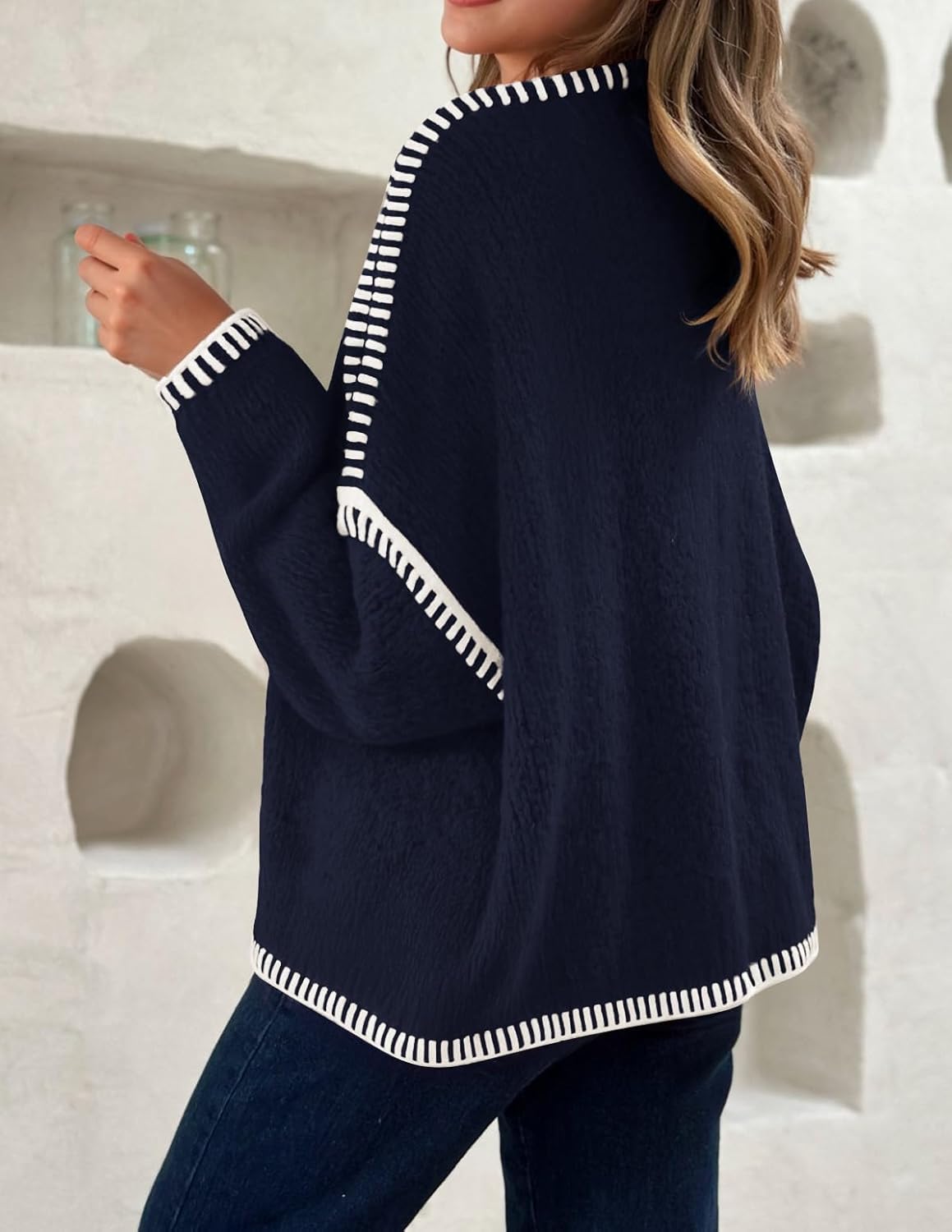 ZESICA Crdigans for Women Trendy 2026 Tie Front Bow Sweaters Casual Long Sleeve Winter Clothing Coats - Image 3