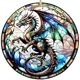 Rigufu 2025 Christmas Ornament – Dragon Stained Glass Ornament, Fantasy Holiday Tree Decoration, Unique Keepsake Gift