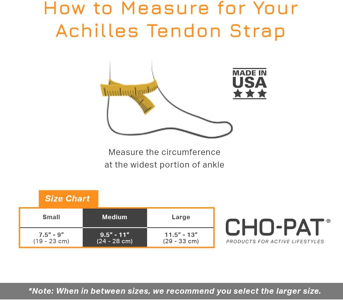 Cho-Pat Achilles Tendon Strap, Developed with Sports Medical Professionals at Mayo Clinic to Reduce Stress & Alleviate Achilles Tendonitis Pain, Large