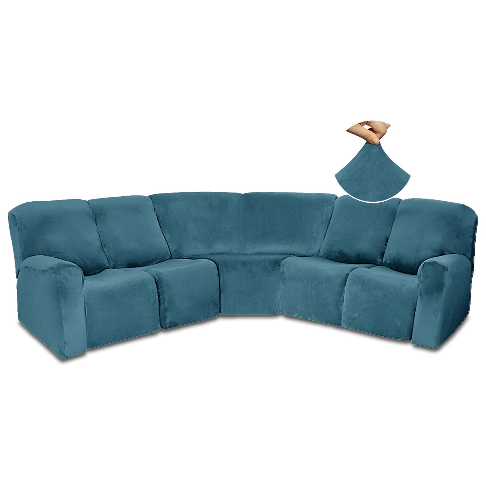 Housse de canapé inclinable lavable en velours épais bleu