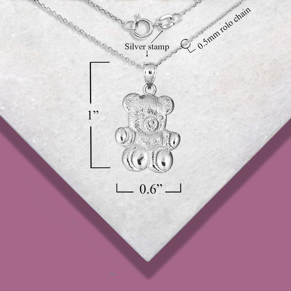 Sterling Silver Teddy Bear Pendant Charm2