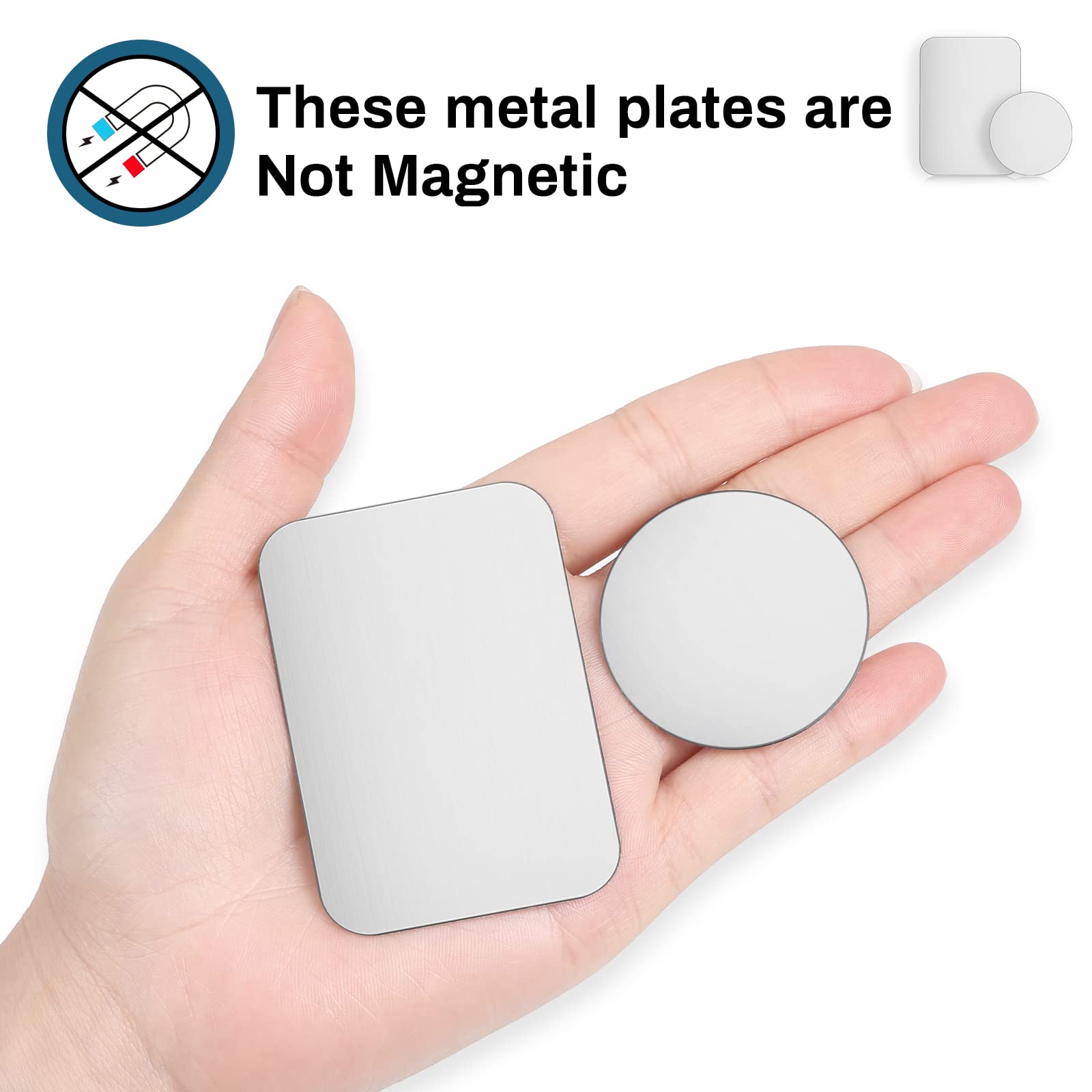 LUCPICT Placche Metallo per Magneti, 8 Pezzi Placche Metallo Autoadesive, Placche Metallo Ultrasottili per Cellulare per Accessori Auto, Compatibile con Porta Cellulare Magnete per Auto (Argento
