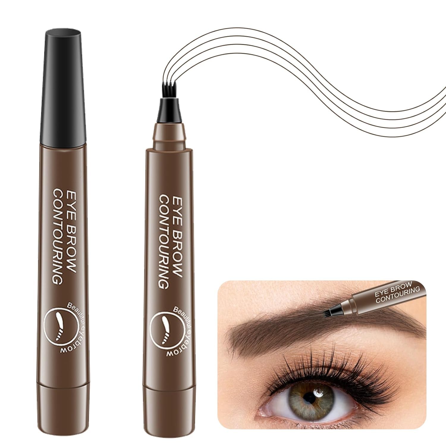 Qarth Designers Eyebrow Pencill Microblading Eyebrow Pen for Perfectly Defined Brows Micro-Fork Tip Applicator Waterproof and Sweatproof, 4 Points EyeBrow Pencil for WomenQarth Designers Eyebrow Pencil (DARK BROWN)