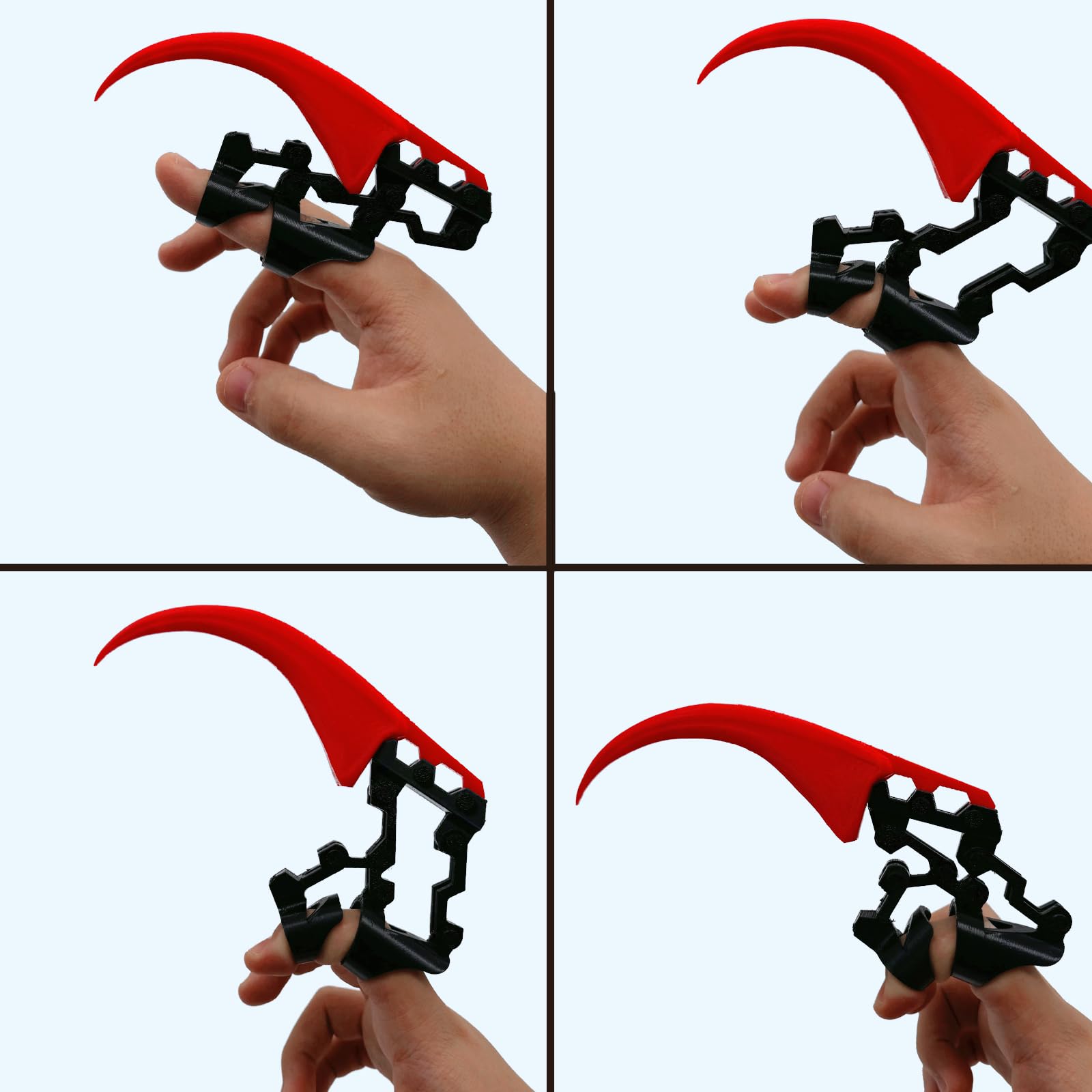 3D Printed Glow-in-the-Dark Halloween Claw - Five-Finger Mobile Toy For Cosplay & Halloween Parties (Red)