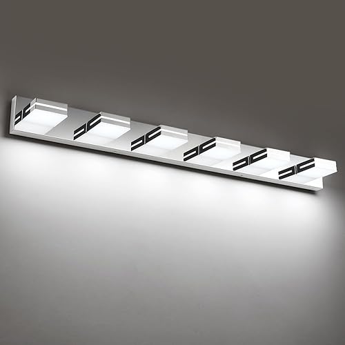 Miniatura 42 de SineRise - Lámpara LED para tocador de baño - Moderna lámpara regulable de acrílico con acabado blanco mate para iluminación de pared sobre el