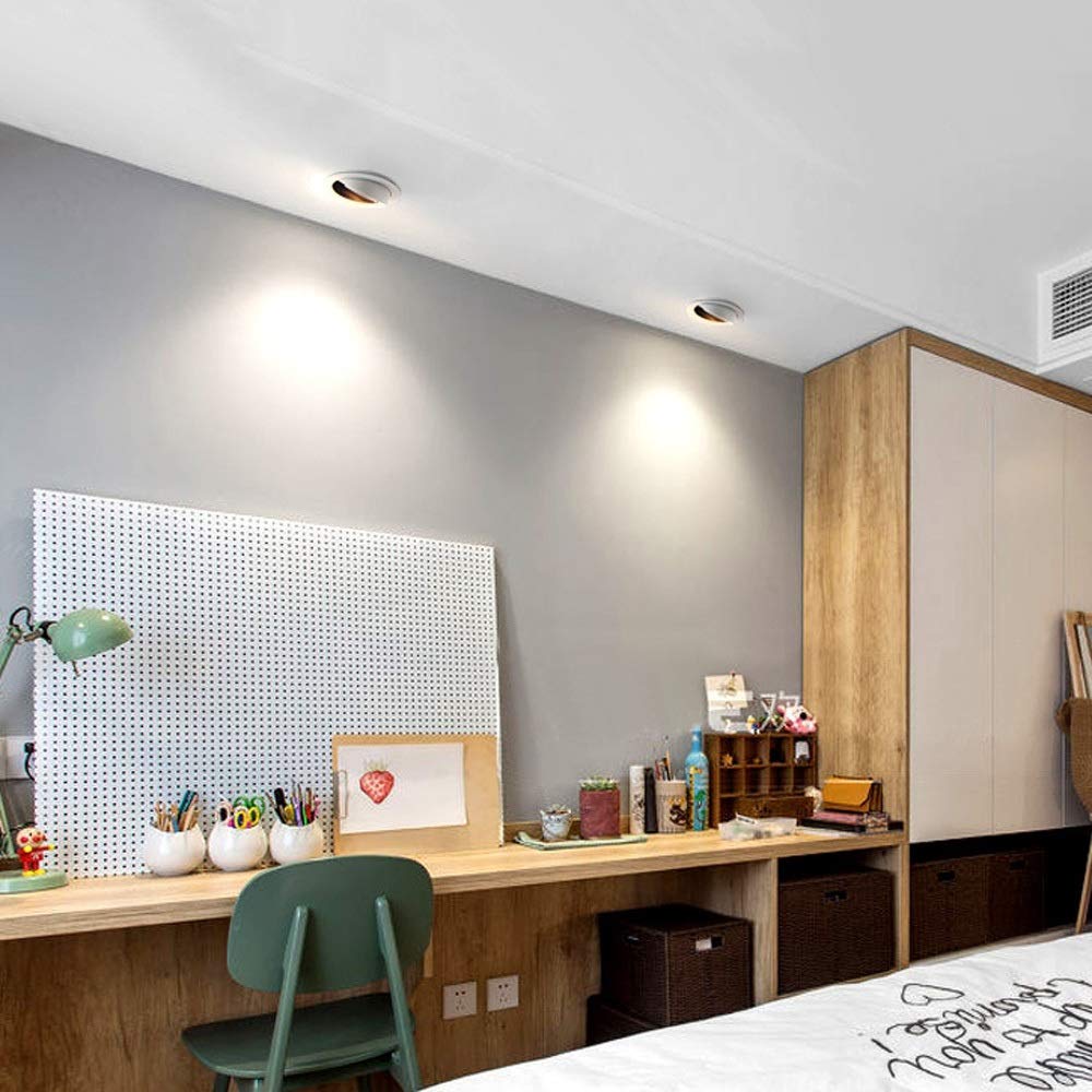 QYYZTQY 15 W Rotatable LED reflight Rected Sufit Down, 3000K biały okrągły panelu ścienna, ratowane energią o oszczędności energetycznej, oświetlenie dekoracji sypialni w łazience FI (kolor: czarny,