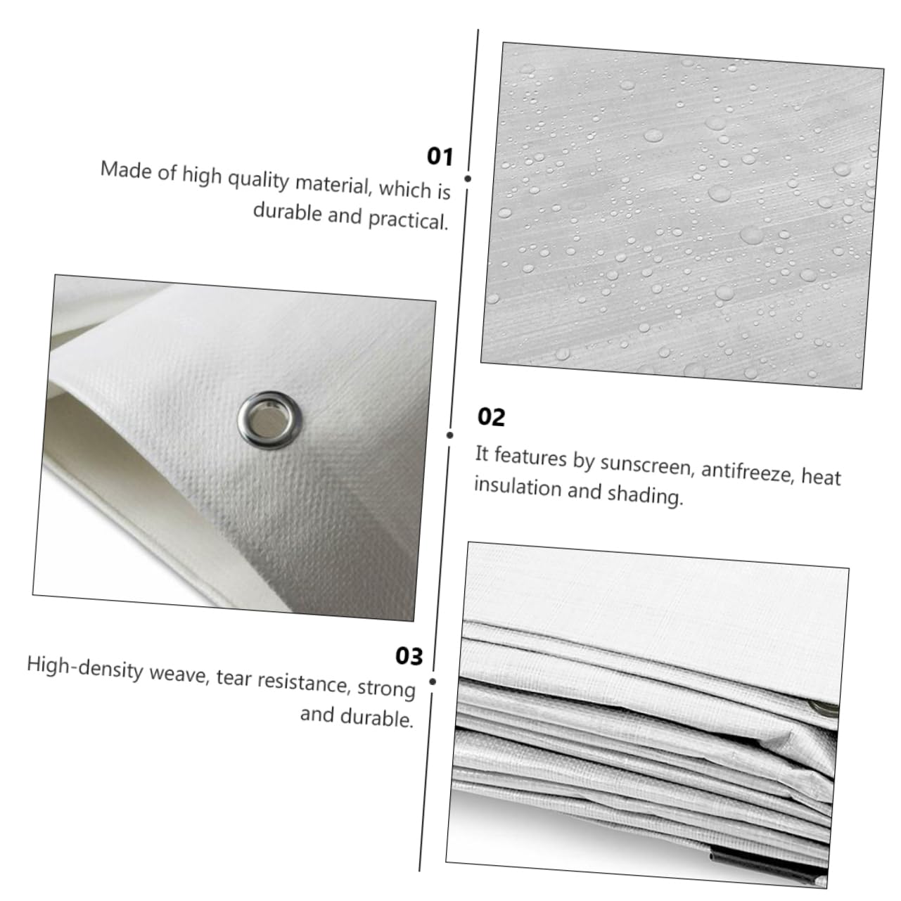 ifundom 1Pc Tarpaulin Cloth Durable White Protective Cover for Car and Truck for Outdoor Use Camping Tents and More with for Secure Fixing