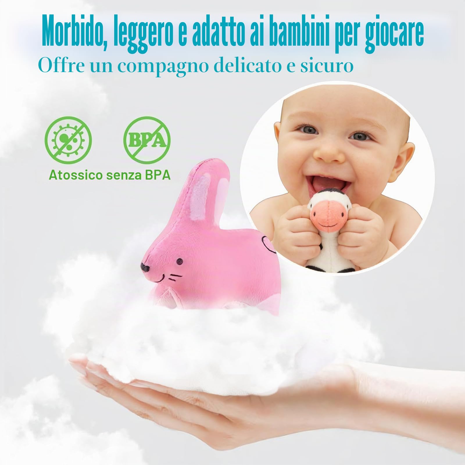 Giocattoli per Bambini 6-12 Mesi, Sorpresa Fienile in Peluche Set di Animali Della Fattoria, Montessori Giocattolo per Bambini, con Campanello, Specchio, Regali di Natale e Compleanno per il Bambino