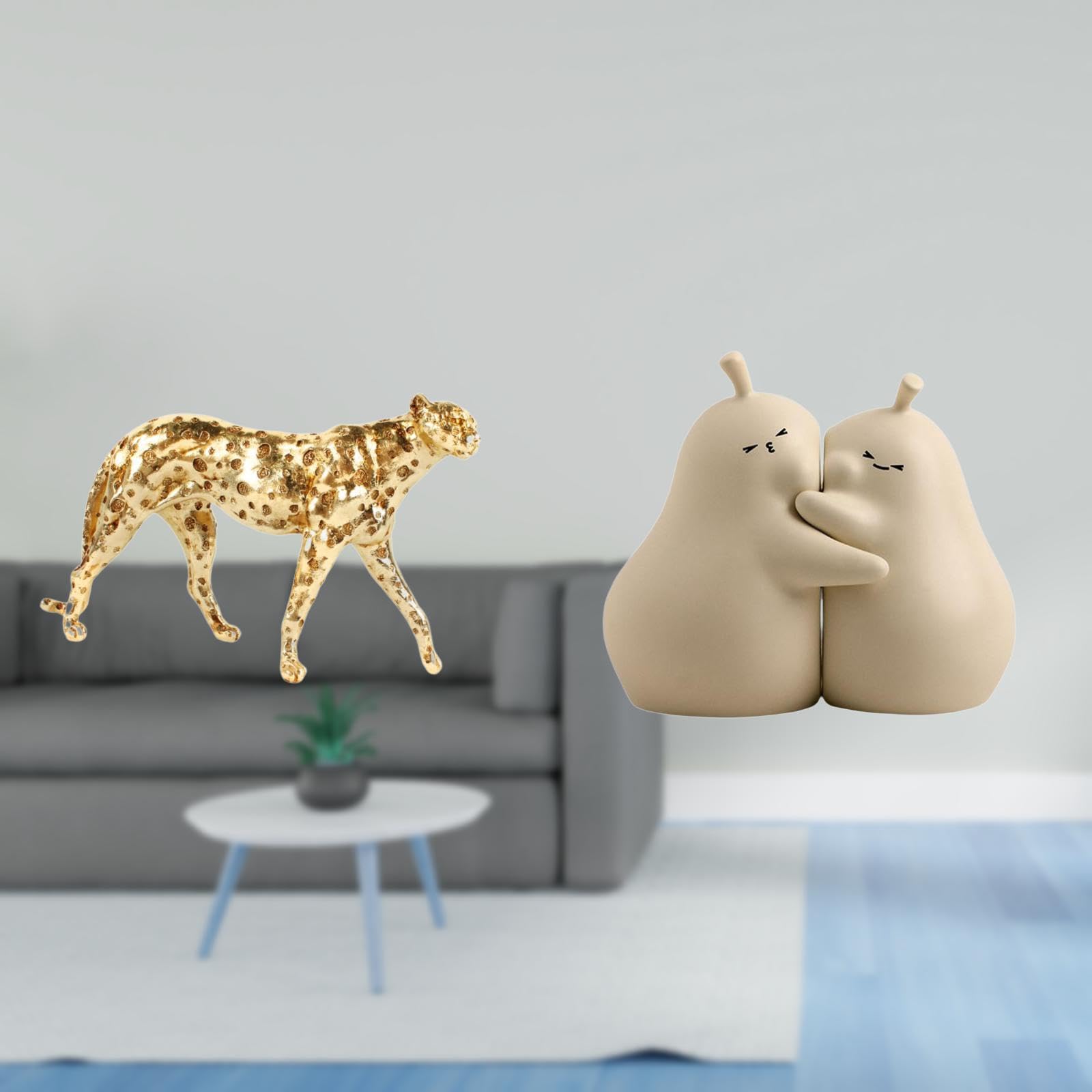 Golden Embrace Cheetah Ceramic Sculpture Table Centerpiece Book Stand Ornament for Office Home Decor and Bookshelf Gift-image-48