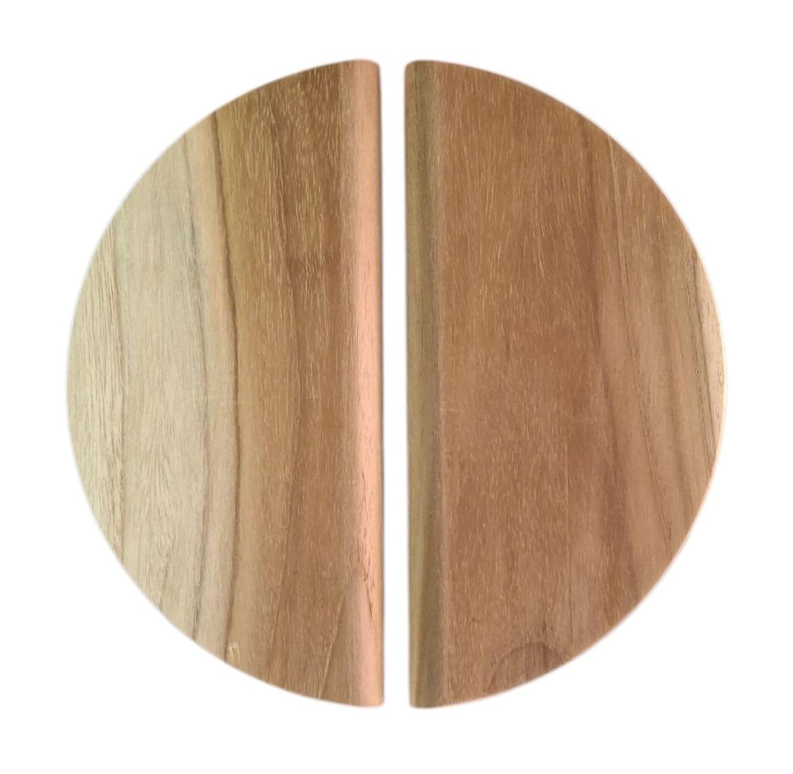 Wooden Door Handles, RAW Unfinished Round Handles, Wardrobe Handles, Pair of 2 Half Round Handles, Suitable for Polishing - Ready to Polish (6 inch Diameter, Teakwood Design - A)-image-43