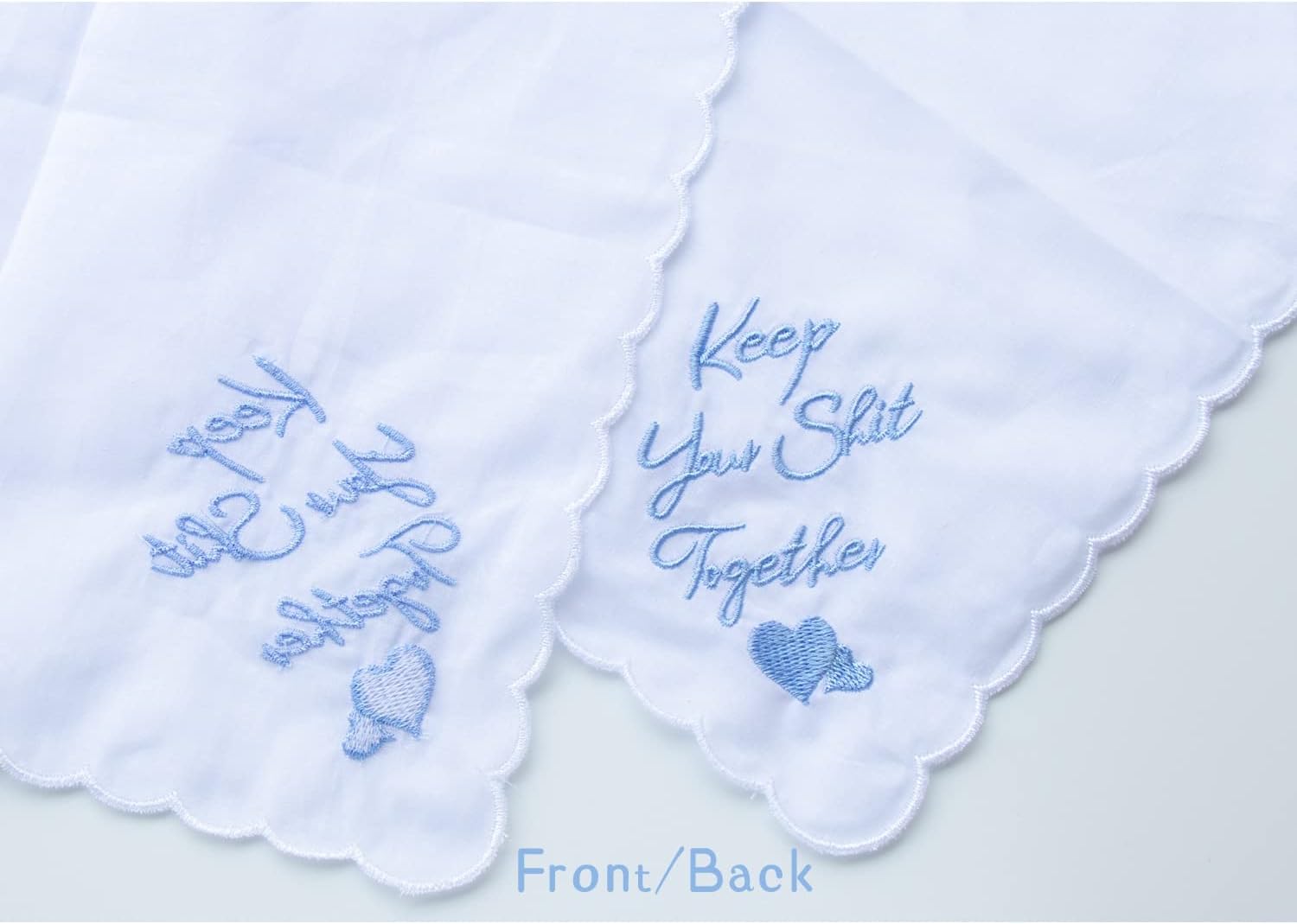 Deeorla Something Blue Wedding Gift Scalloped Embroidered Handkerchiefs Cotton Hankies Bride Gift
