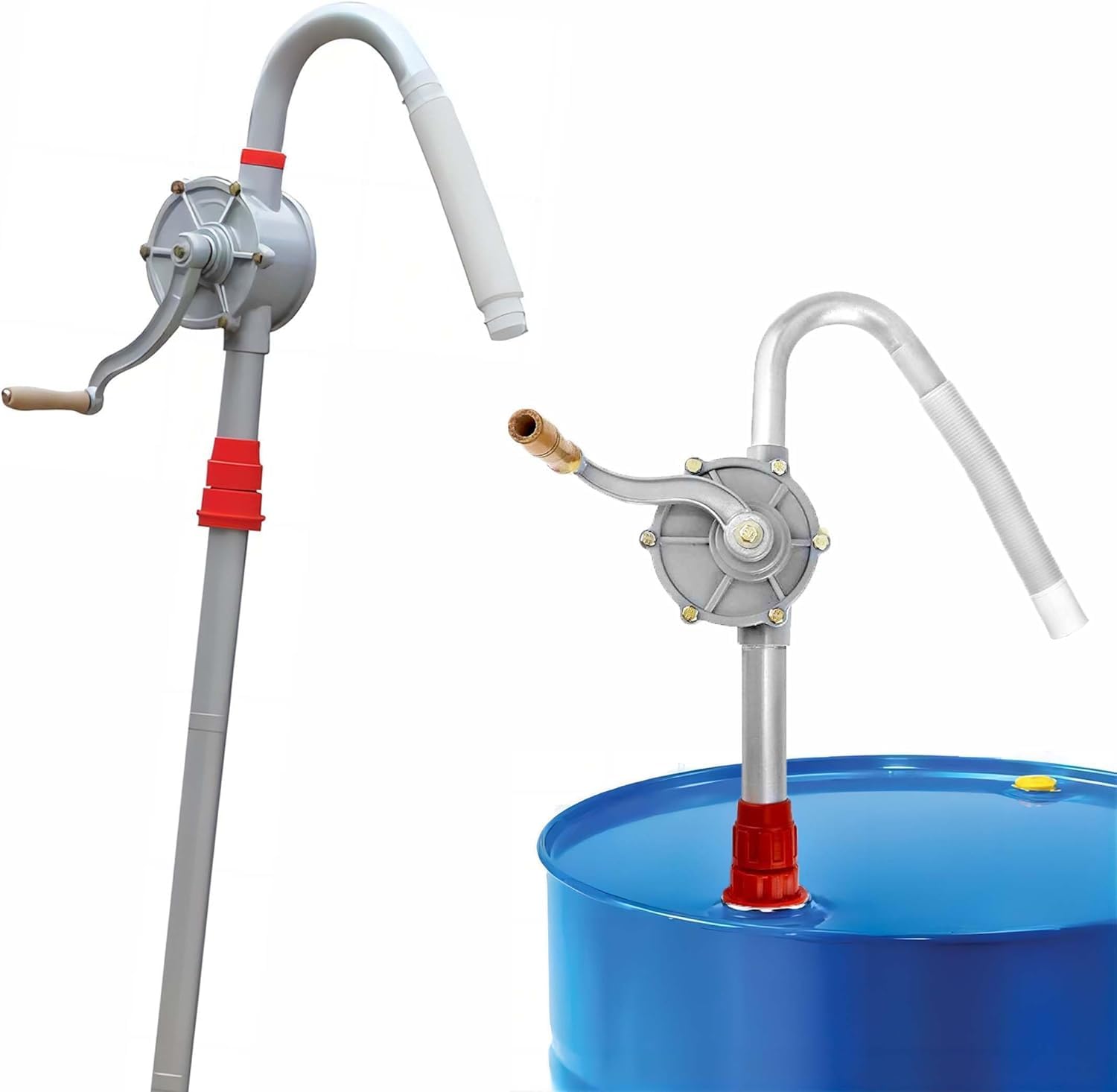 Pompa di trasferimento diesel a mano, Pompa a mano rotante a tamburo in alluminio, Pompe a tamburo olio a manovella, Kerosene, Pompa a tamburo manuale per fluido idraulico