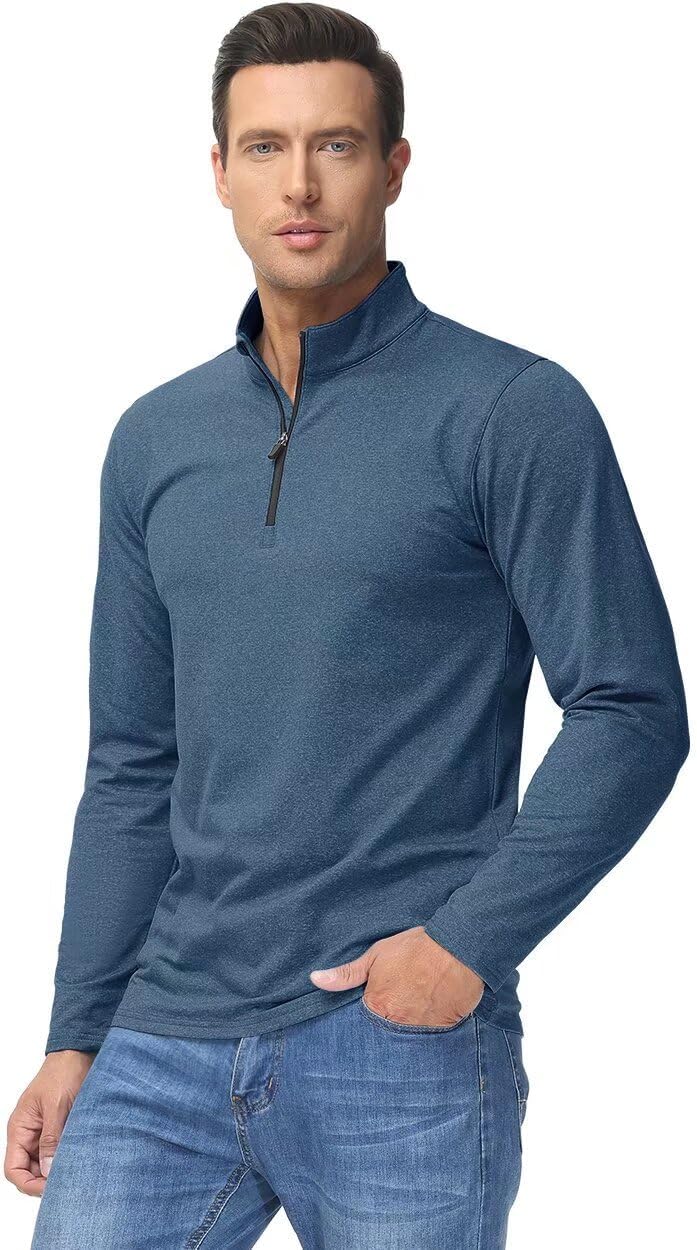 Boladeci Men's Quarter Zip Pullover Premium Fleece Lined Heather Long Sleeve Golf Shirts Midweight 1/4 Half Zip Sweatshirts - Image 2