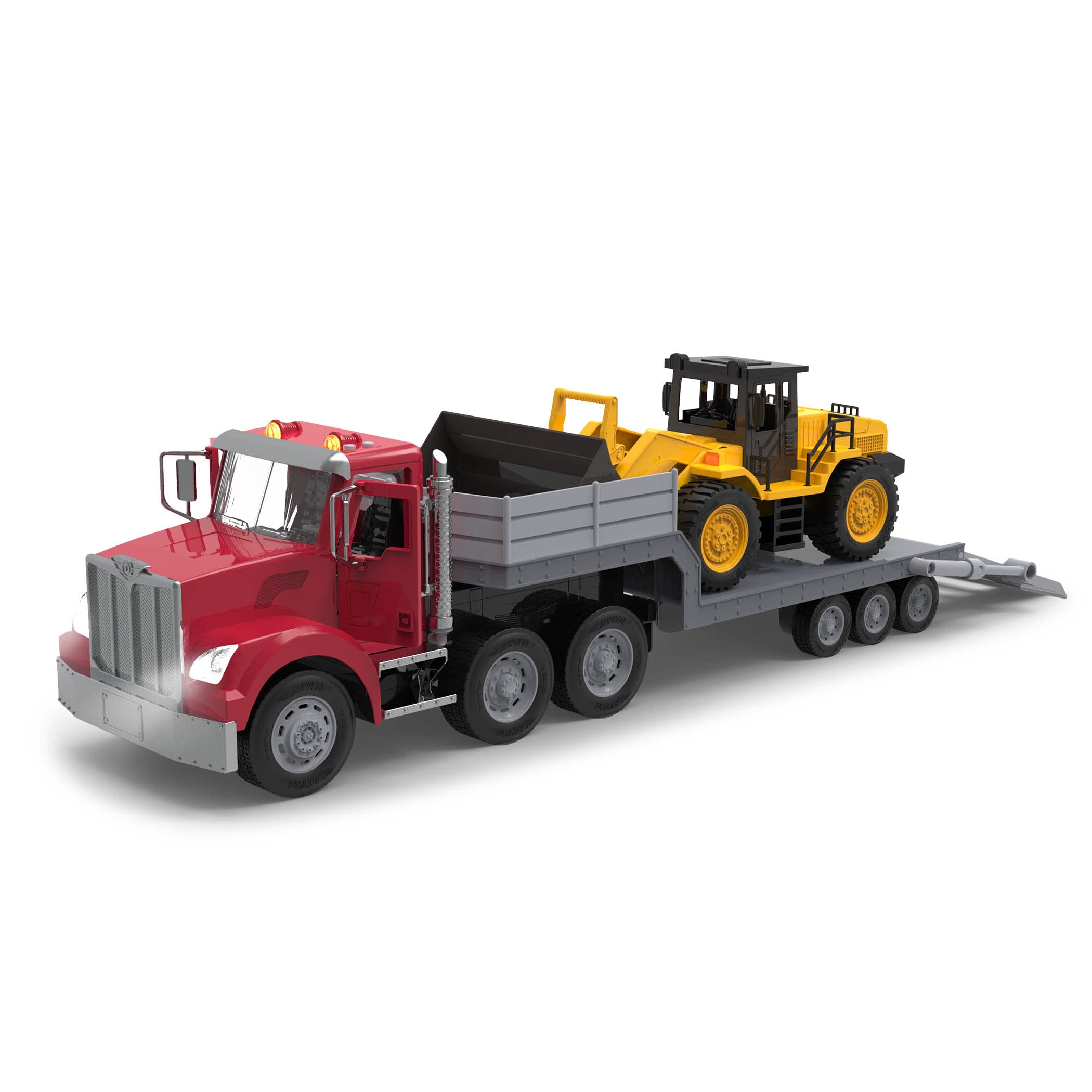 Driven by Battat - Jumbo-Transportwagen, 69 cm - Großer Spielzeug-Transporter - Bonus-Frontlader inbegriffen - Realistische Lichter und Geräusche - Langlebige, bewegliche Teile - 3 Jahre +