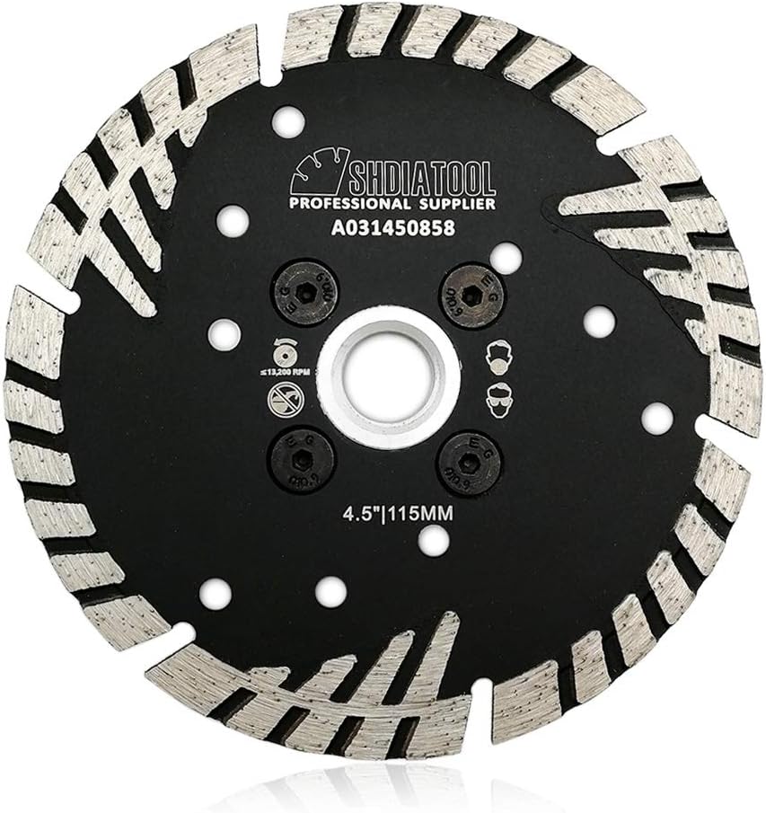 SHDIATOOL Diamond Turbo Blade Dia 9 Inch with Slant Protection Teeth Cutting Stone Granite Marble Concrete Brick with 5/8-11 Thread