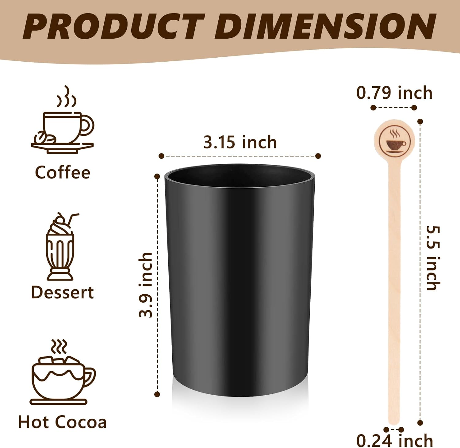 100 PCS Coffee Stirrer and Holder Set 6 inch Wooden Coffee Stirrers with Round Ends Disposable Coffee Stir Sticks Beverage Stirrer Sticks Plastic Drink Stirrer Holder for Cafe Drink Stations Bar - Image 2