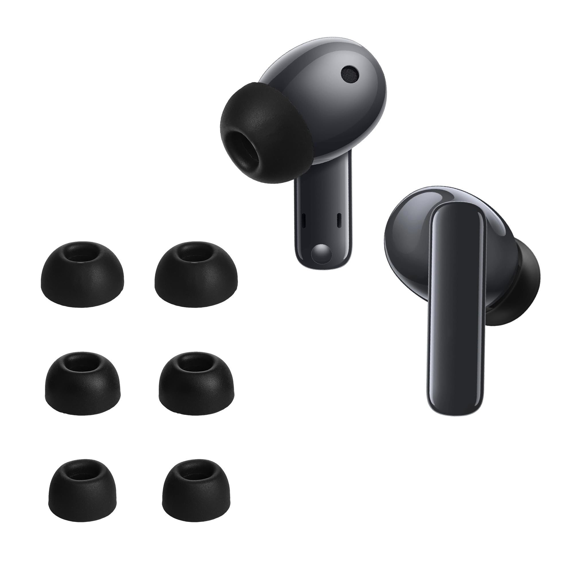 kwmobile 6X Silicone Ear Tips for Huawei Freebuds 5i - 3 Sizes - Replacement Earbud Tips for in-Ear Headphones - Black