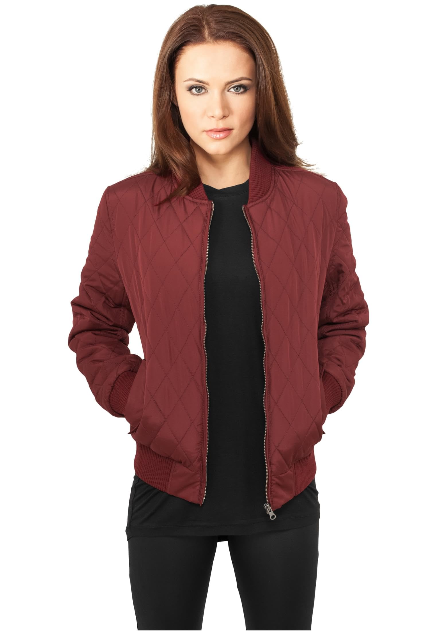 Urban Classics Damen Burgundy Diamond Quilt Nylon Jacket Jacke, Xl