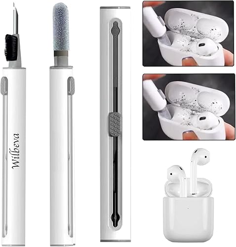 Miniatura 1 de Kit de limpieza para Airpods, Wilbeva Bluetooth auriculares pluma de limpieza para Airpods Pro 1 2 3 Samsung MI Android Earbuds, 3 en 1 compacto
