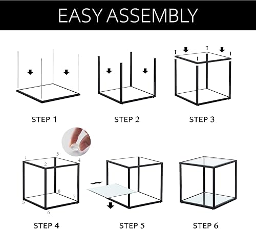 Miniatura 7 de Mesa auxiliar de cristal, mesa auxiliar con almacenamiento de 2 niveles, mesa de café, mesa de sala de estar, estilo moderno para sala de estar,