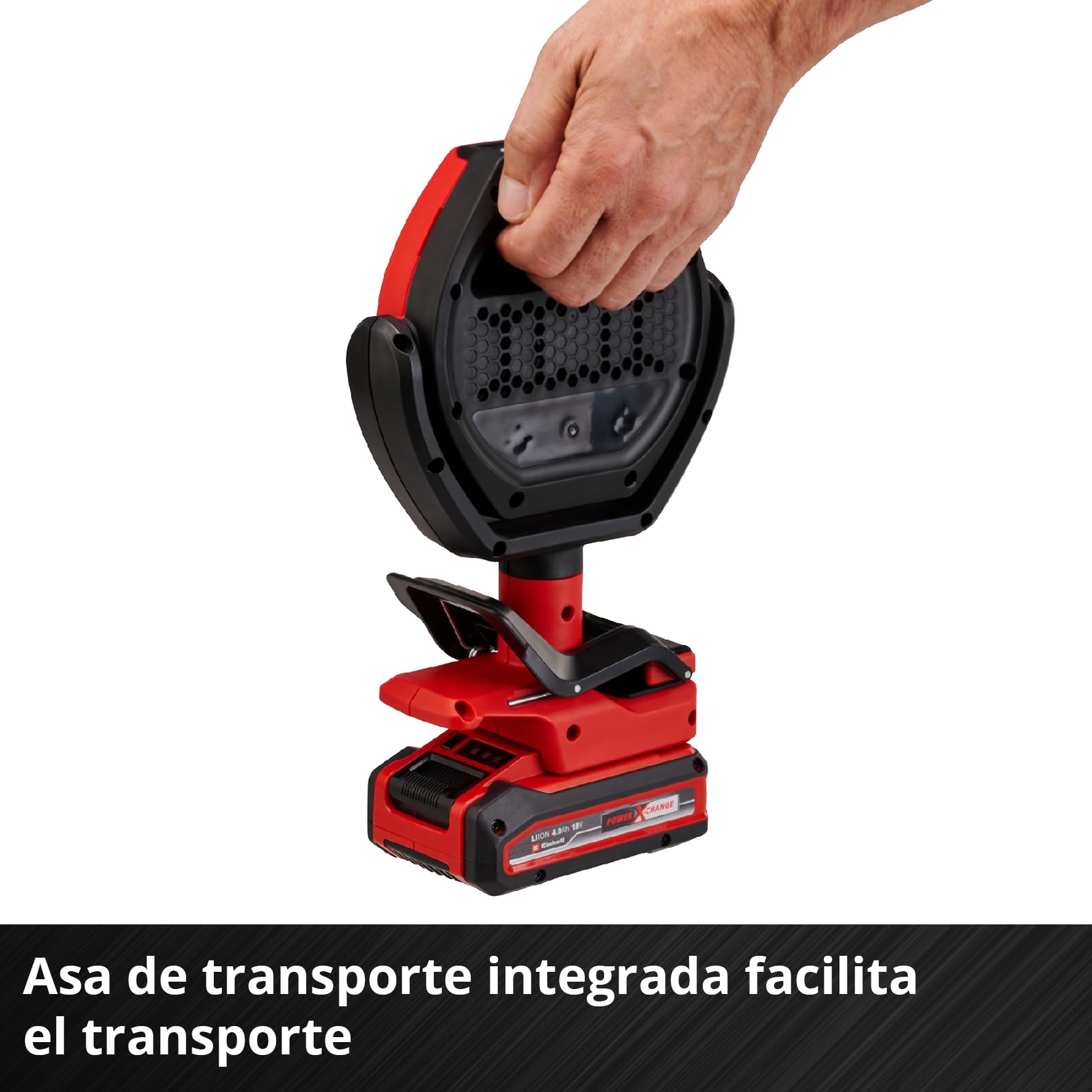 Lámpara de exterior con batería GC-OL 18/1500 Li-Solo Power X-Change de Einhell (18 V, 1500 lm, 7000 K, alcance de 4 m, cabezal pivotante y giratorio, 3 niveles de brillo, sin batería)